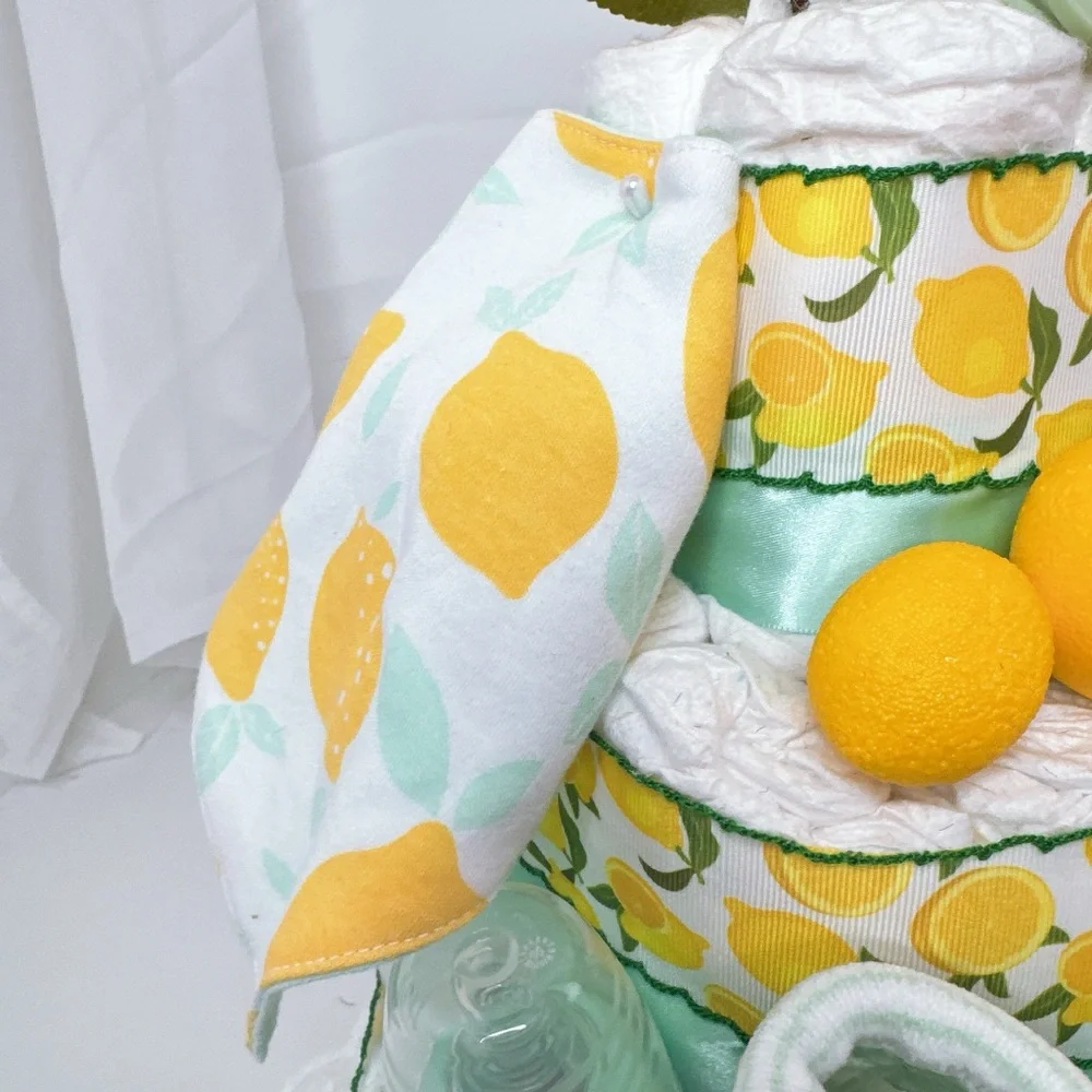 Lemon-Themed Diaper Cake, Baby Shower Gift